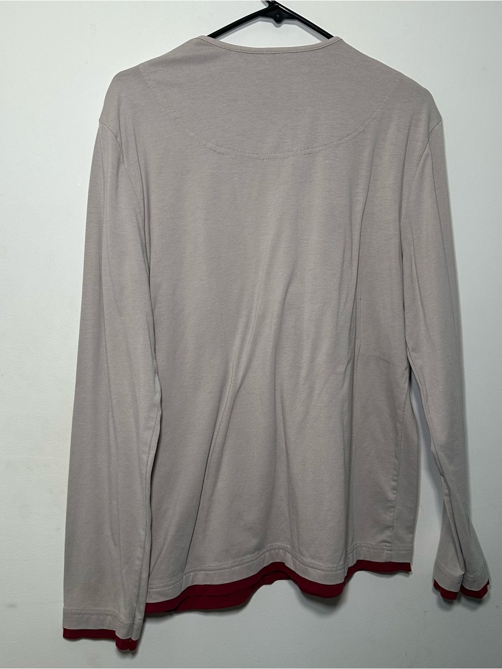 TheLEES XL Long Sleeve Henley Shirt Gray Red Layered Look 100% Cotton Men's - Picture 13 of 16